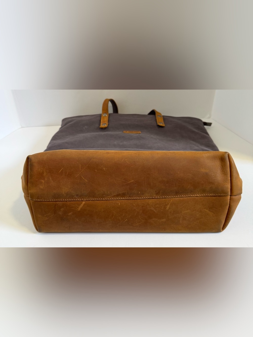 VASCHY Leather Canvas Vintage Tote Bag - Picture 4 of 12
